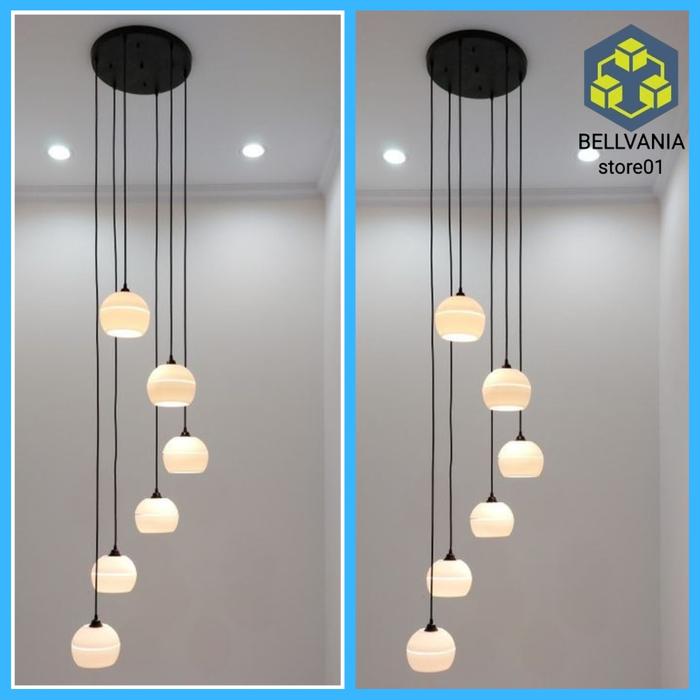 Lampu Gantung Minimalis Kap Lampu Void Tangga Moonlight 6 Cabang: Pencahayaan Elegan untuk Setiap Ruang